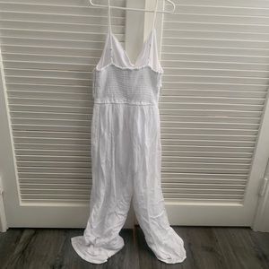 White pant leg romper jumpsuit